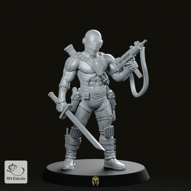 Battle-Ready Warrior – GI JIM Snake Eyes RPG Miniature – A Fusion of Classic Warfare and Modern Firepower - We Print Miniatures