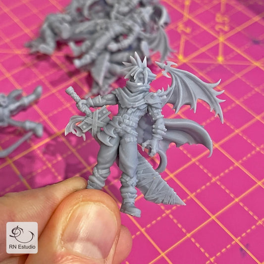 Claude with Wings Fantasy Miniature – A Striking Warrior with a Bandaged Blade - We Print Miniatures