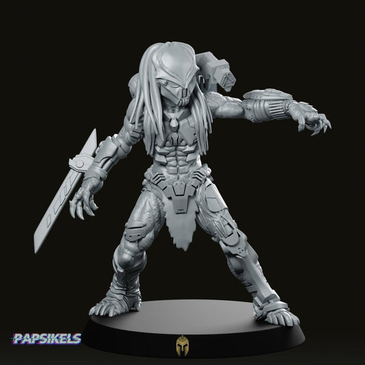 Cyra X Cyborg Skull Hunter Sci-Fi Miniature for war games - We Print Miniatures