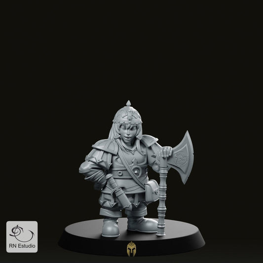 Female Dwarf – Fantasy Miniature for Dungeons and Dragons and Tabletop RPGs - We Print Miniatures