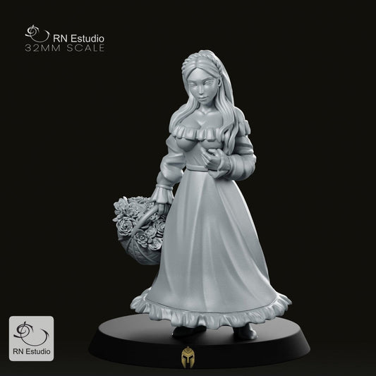Fiora Flowergirl – Fantasy Miniature for Dungeons and Dragons and Tabletop RPGs - We Print Miniatures