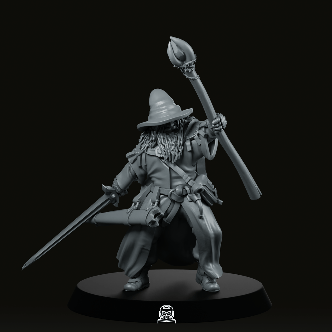 Grey Wizard On Foot Miniature - We Print Miniatures
