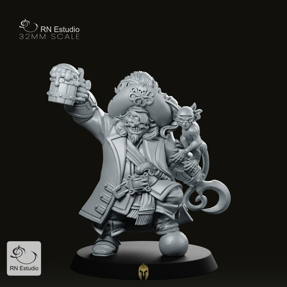 Madolff One Eye the Dwarf Pirate – Fantasy Miniature for Dungeons &amp; Dragons and Tabletop RPGs - We Print Miniatures