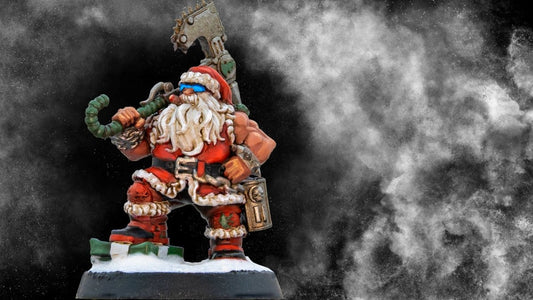 Meet Klaus "Chainaxe" Kringle our Santa Miniature - We Print Miniatures