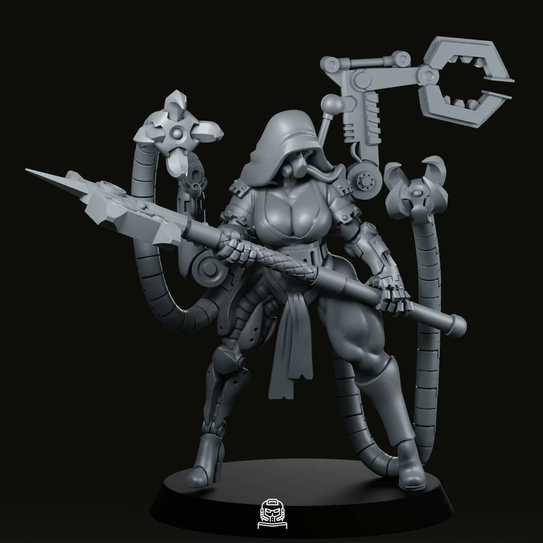 Pinup Cyborg Engineer Miniature - We Print Miniatures