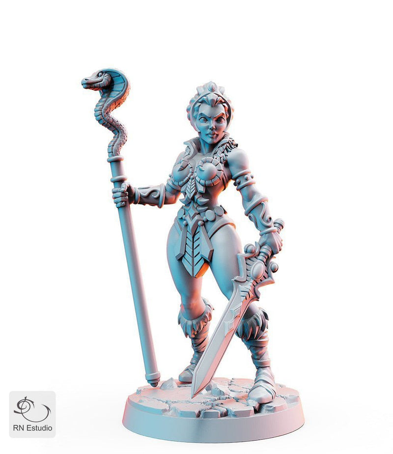 Sheela with Snakewand Miniature – The Deadly Warrior-Mage - We Print Miniatures