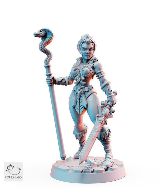 Sheela with Snakewand Miniature – The Deadly Warrior-Mage - We Print Miniatures