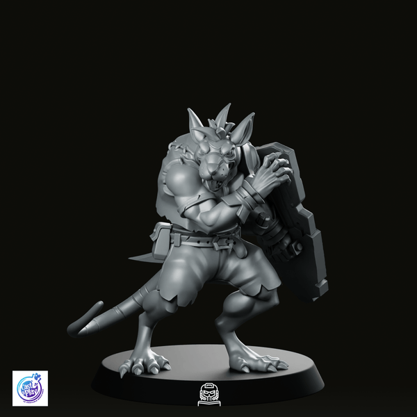 Shield Ratfolk Warrior Miniature - We Print Miniatures