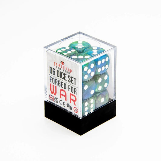 16mm D6 | Iridescent Black Green & Blue | Round Edge | 12 Pack - Tabletop Dominion - We Print Miniatures