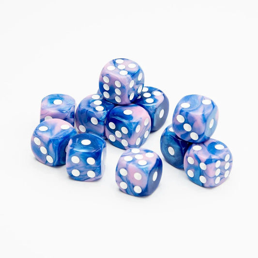 16mm D6 | Iridescent Pink & Blue | Round Edge | 12 Pack - Tabletop Dominion - We Print Miniatures