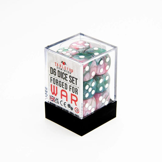 16mm D6 | Iridescent Pink & Green | Round Edge | 12 Pack - Tabletop Dominion - We Print Miniatures