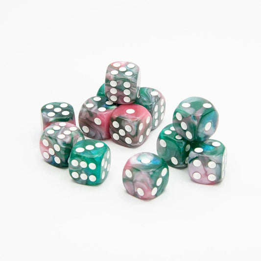 16mm D6 | Iridescent Pink & Green | Round Edge | 12 Pack - Tabletop Dominion - We Print Miniatures