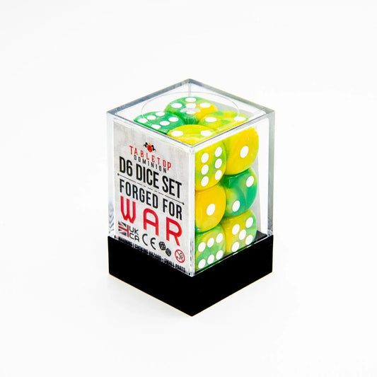 16mm D6 | Iridescent Yellow & Green | Round Edge | 12 Pack - Tabletop Dominion - We Print Miniatures
