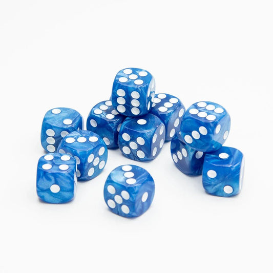 16mm D6 | Pearl Blue | Round Edge | 12 Pack - Tabletop Dominion - We Print Miniatures