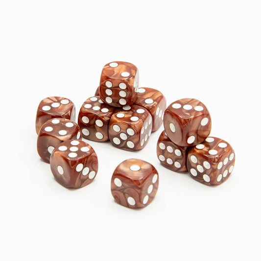 16mm D6 | Pearl Coffee | Round Edge | 12 Pack - Tabletop Dominion - We Print Miniatures