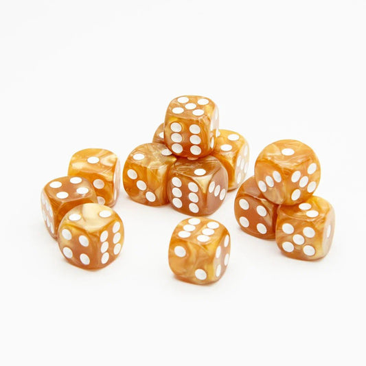 16mm D6 | Pearl Gold | Round Edge | 12 Pack - Tabletop Dominion - We Print Miniatures