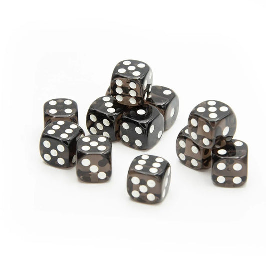 16mm D6 | Transparent Black | Round Edge | 12 Pack - Tabletop Dominion - We Print Miniatures