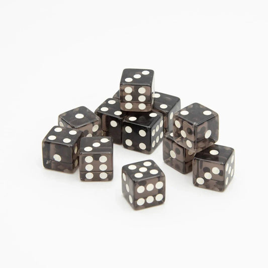 16mm D6 | Transparent Black | Square Edge | 12 Pack - Tabletop Dominion - We Print Miniatures