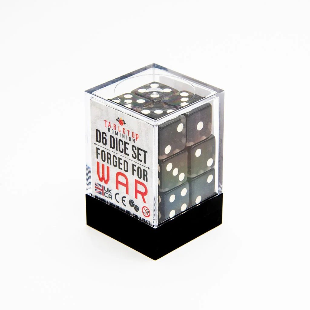 16mm D6 | Transparent Black | Square Edge | 12 Pack - Tabletop Dominion - We Print Miniatures