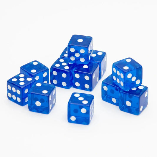 16mm D6 | Transparent Dark Blue | Square Edge | 12 Pack - Tabletop Dominion - We Print Miniatures