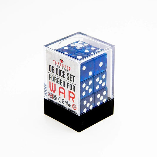 16mm D6 | Transparent Dark Blue | Square Edge | 12 Pack - Tabletop Dominion - We Print Miniatures
