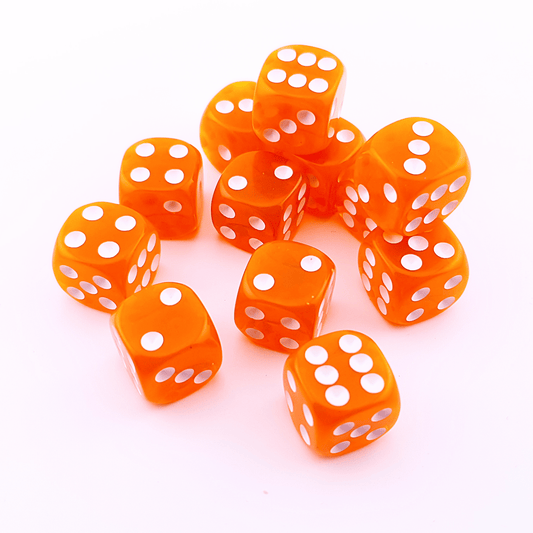16mm D6 | Transparent Orange | Round Edge | 12 Pack - Tabletop Dominion - We Print Miniatures