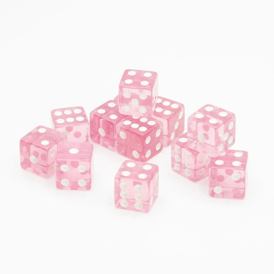 16mm D6 | Transparent Pink | Square Edge | 12 Pack - Tabletop Dominion - We Print Miniatures