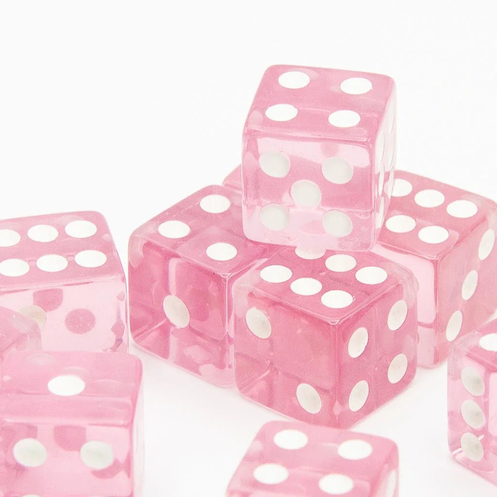 16mm D6 | Transparent Pink | Square Edge | 12 Pack - Tabletop Dominion - We Print Miniatures