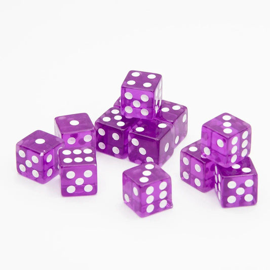 16mm D6 | Transparent Purple | Square Edge | 12 Pack - Tabletop Dominion - We Print Miniatures