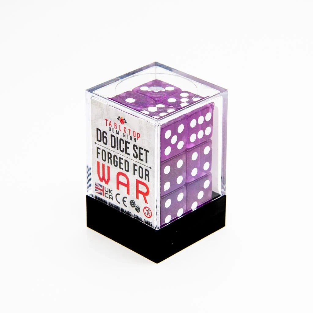 16mm D6 | Transparent Purple | Square Edge | 12 Pack - Tabletop Dominion - We Print Miniatures