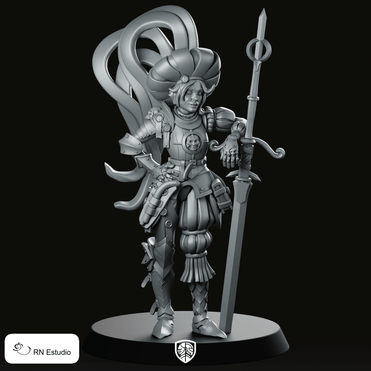 2 Adelaide Miniature Armoured Spear Heroine Fantasy - RN Estudio - We Print Miniatures