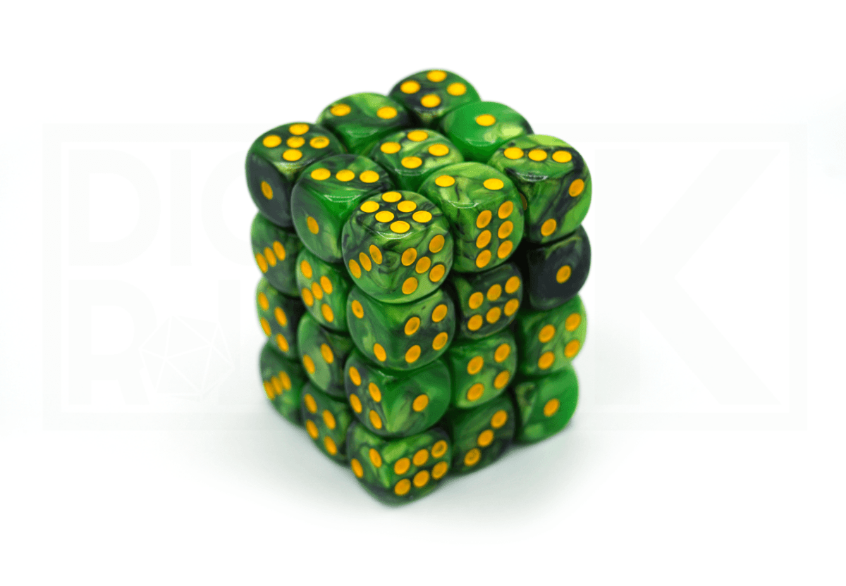 36x12MM Dice Block | Elemental Black & Green - DiceRoll UK - We Print Miniatures
