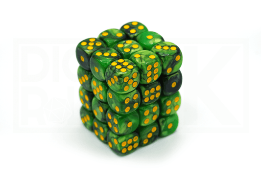 36x12MM Dice Block | Elemental Black & Green - DiceRoll UK - We Print Miniatures