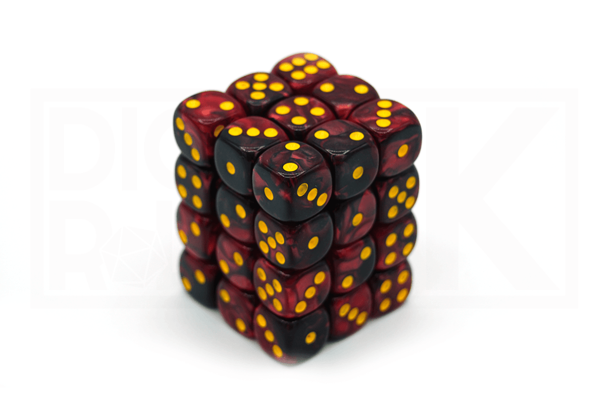36x12MM Dice Block | Elemental Black & Red - DiceRoll UK - We Print Miniatures