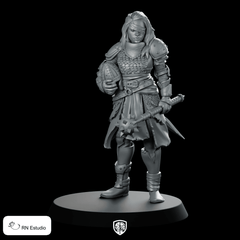 5 Petra Miniature Female Warrior Mace Armored RPG - RN Estudio - We Print Miniatures