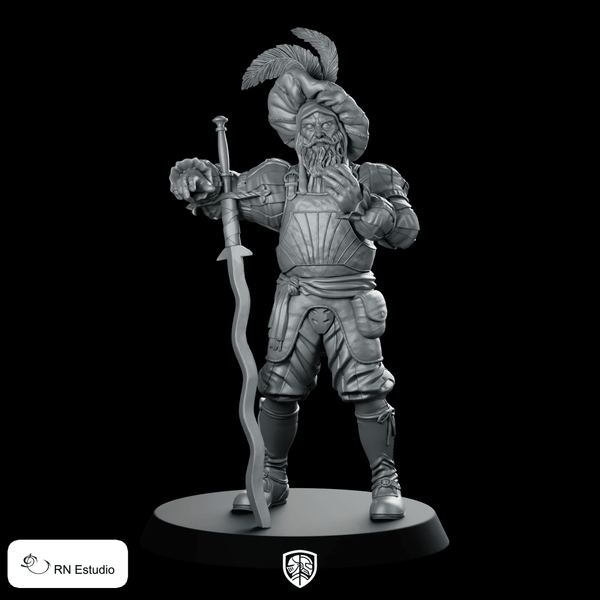 8 Daegal Miniature Chivalric Knight Wavy Sword - RN Estudio - We Print Miniatures
