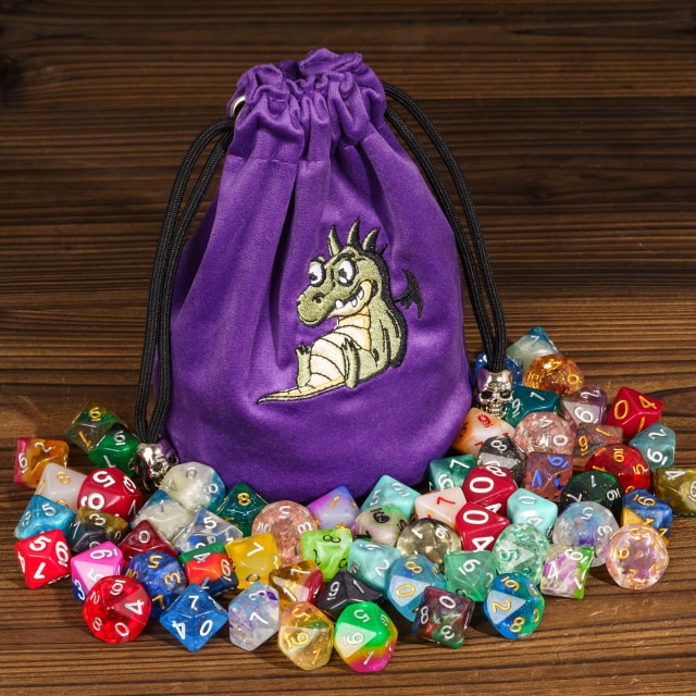 Dracopup | Flanell-Würfelbeutel mit Kordelzug | Lila