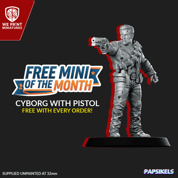 Free Cyborg With Pistol Miniature - We Print Miniatures - We Print Miniatures