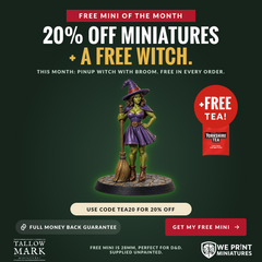 Pinup Witch With Broom Miniature Spellcaster