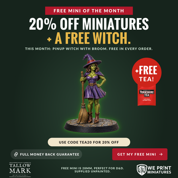 Pinup Witch With Broom Miniature Spellcaster