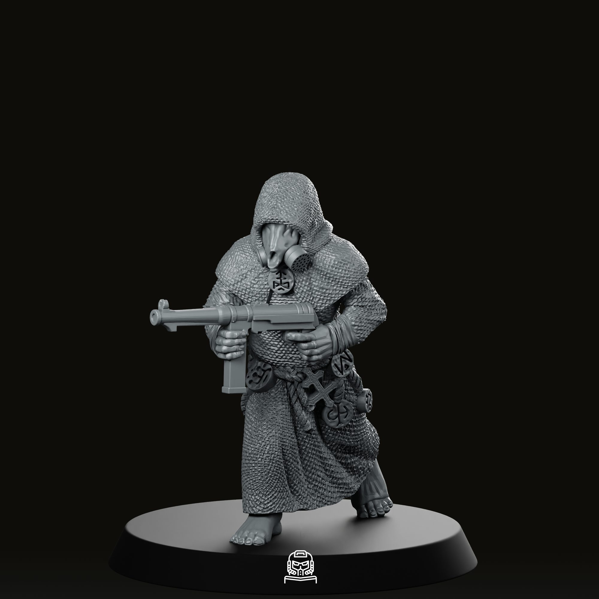 Trench Masked Cultist With Autogun Miniature