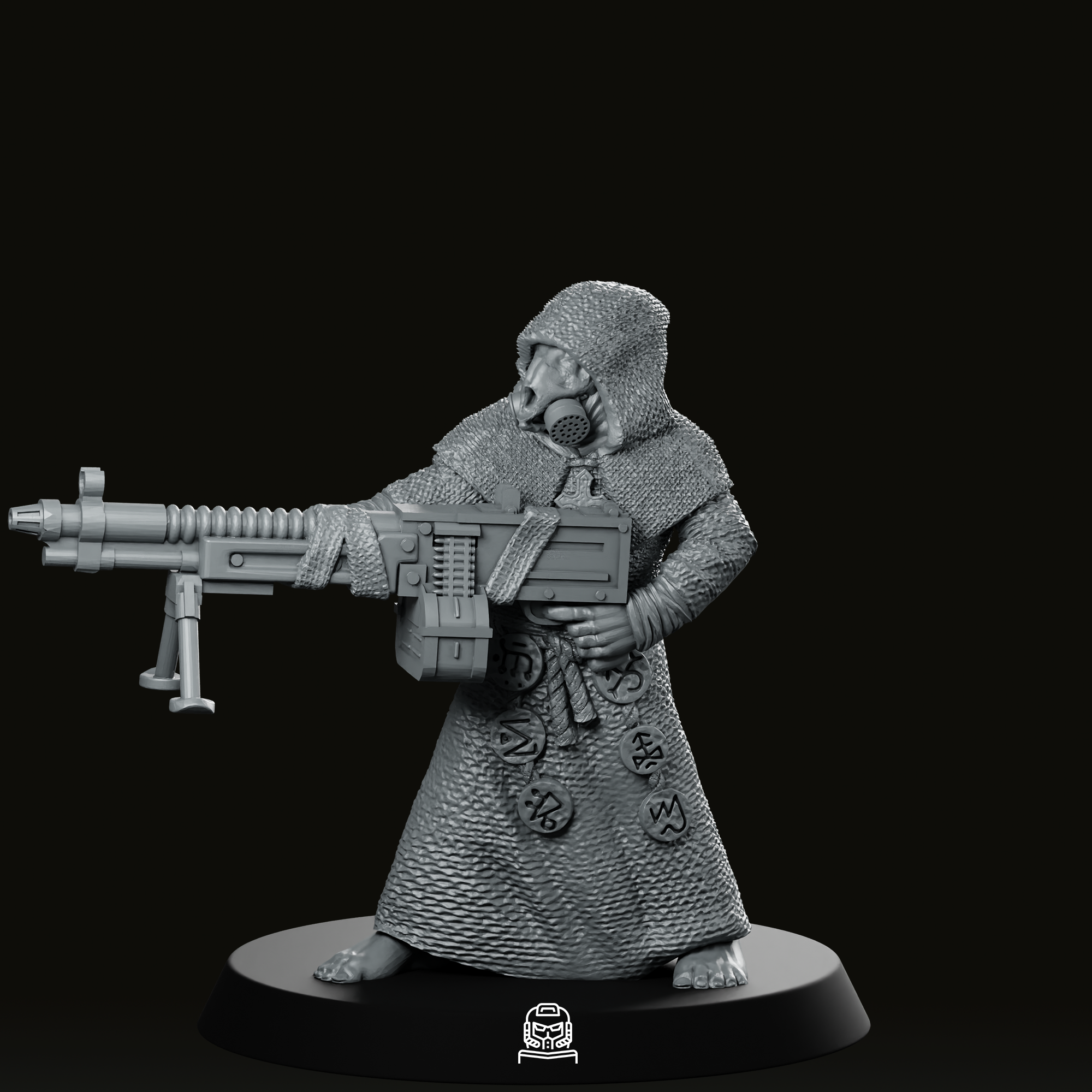 Trench Masked Cultist With Machinegun Miniature