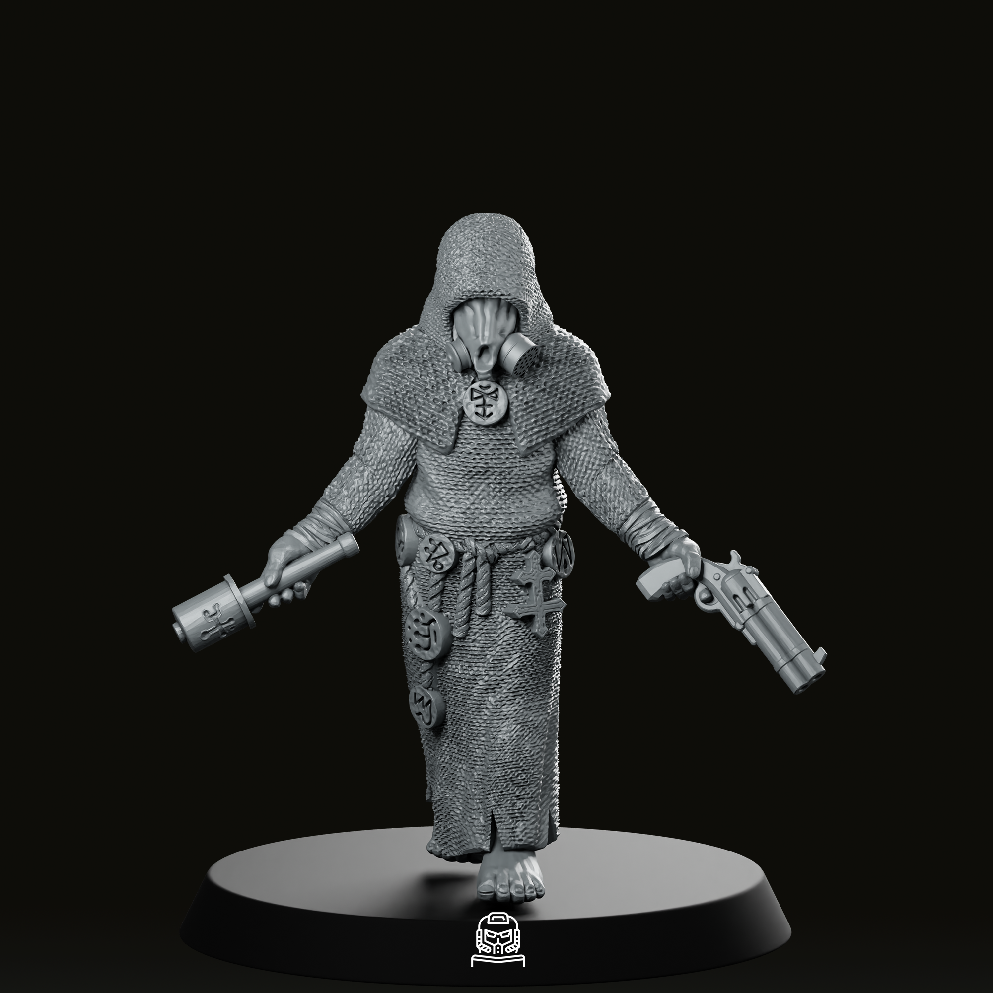 Trench Masked Cultist With Pistol Miniature