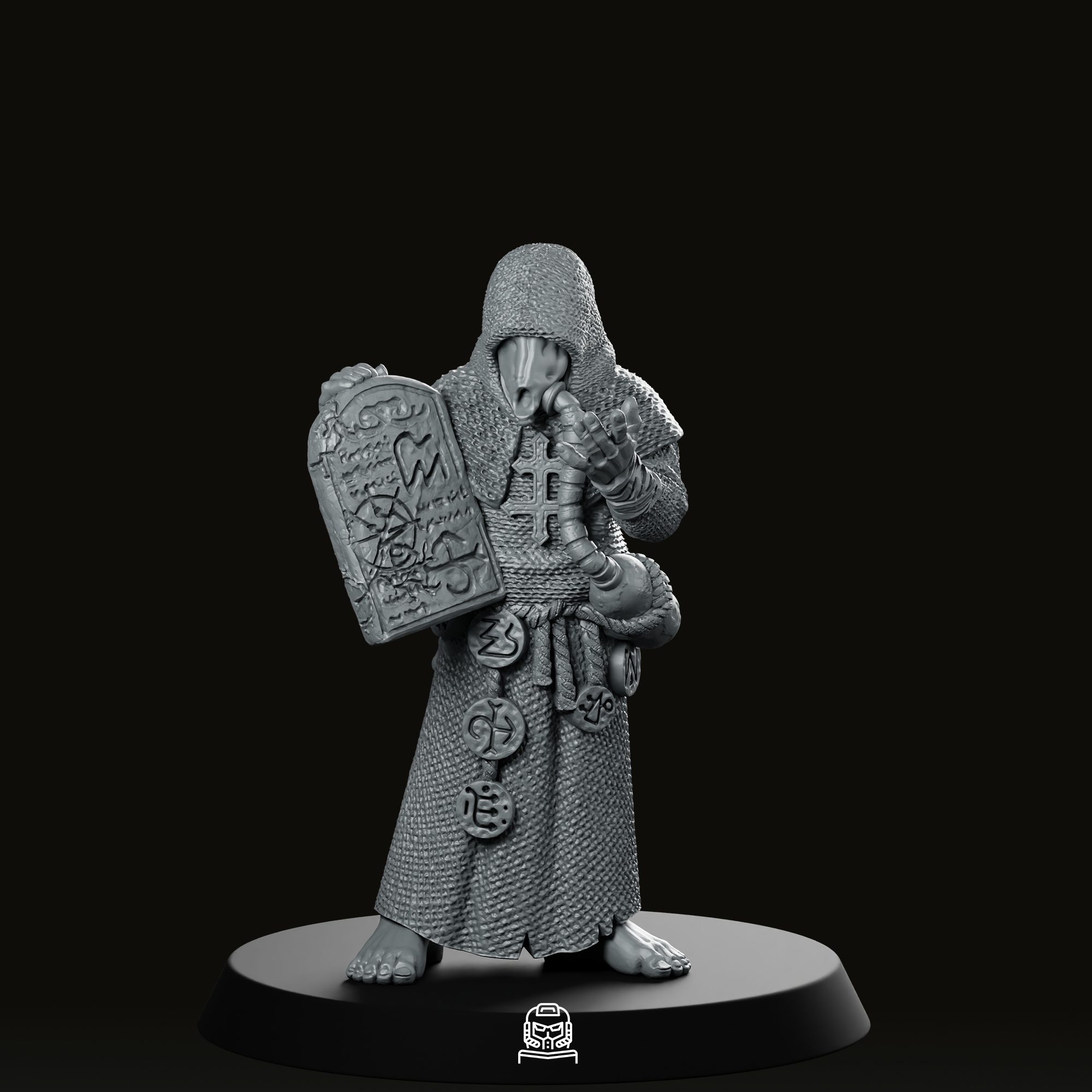 Trench Masked Cultist With Stone Miniature