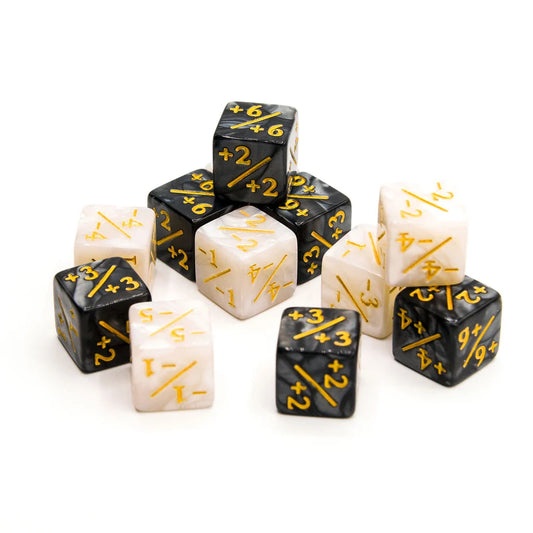 16 mm D6 Würfelzähler | Schwarz &amp; Weiß | 12er-Pack
