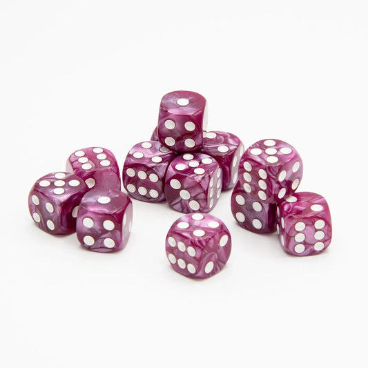 16 mm D6 | Perlmuttfuchsia | Runde Kante | 12er-Pack