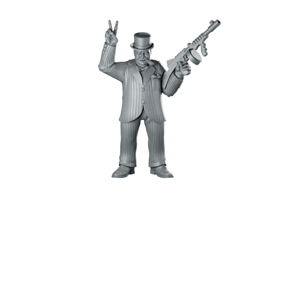 Churchill V for Victory Alternate-History Commander Miniature with Cigar and Gun