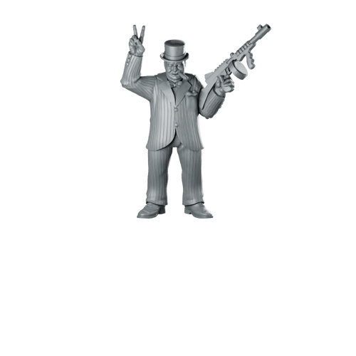 Churchill V for Victory Alternate-History Commander Miniature with Cigar and Gun
