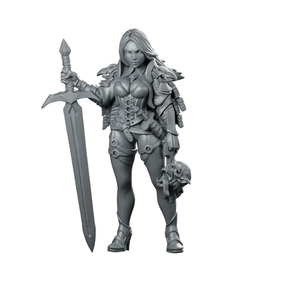 Fantasy Zirila Orc Slayer Miniature Female Warrior Sword