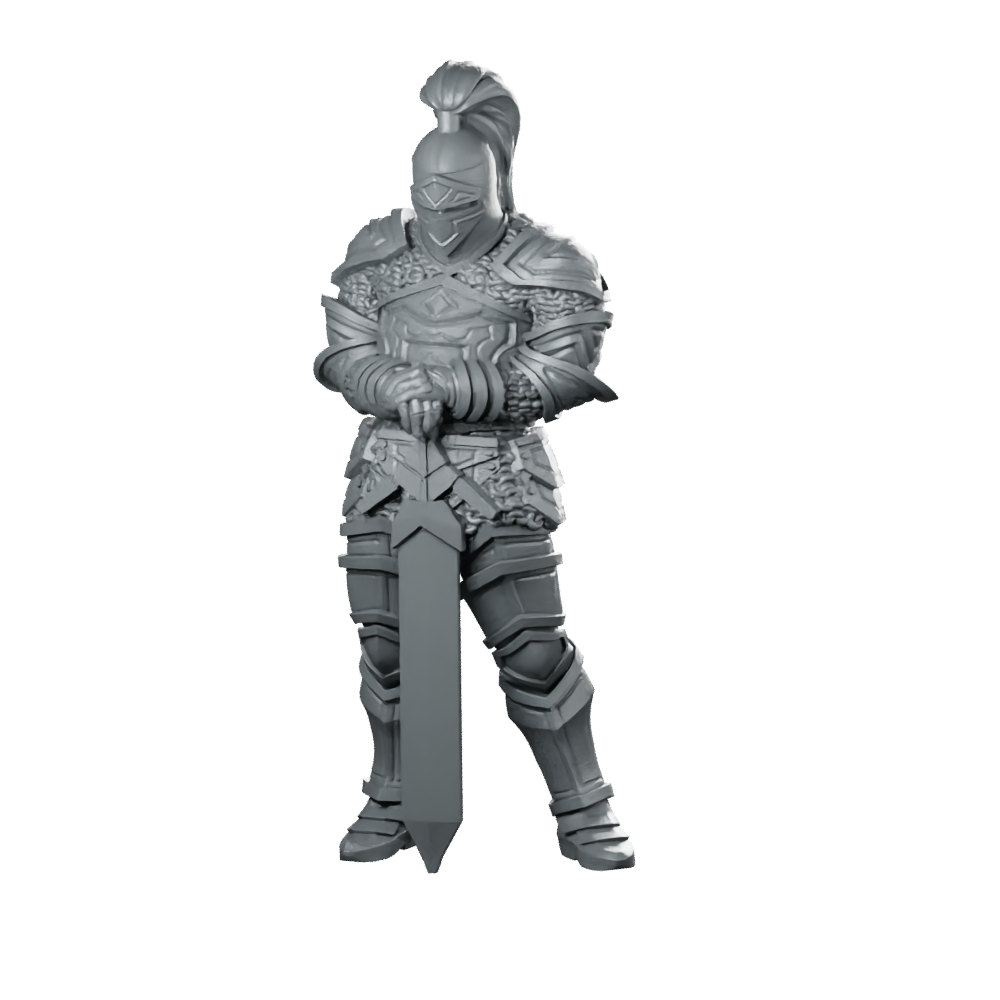 Knight Aaron Miniature Armoured Greatsword DnD Hero Miniature 360 Spin 01